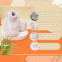 0 To 6 Months Pack Of 1 Baby Girls Cotton Shoe/Booties (White)-BT4891
