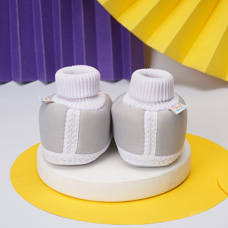 0 To 6 Months Pack Of 1 Baby Girls Cotton Shoe/Booties (Grey)-BT4892