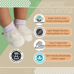 6 To 12 Months Pack Of 1 Baby Girls Cotton Shoe/Booties (White)-BT4893