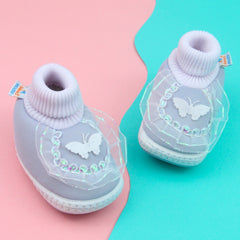 6 To 12 Months Pack Of 1 Baby Girls Cotton Shoe/Booties (Grey)-BT4894