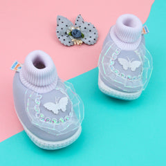 6 To 12 Months Pack Of 1 Baby Girls Cotton Shoe/Booties (Grey)-BT4894