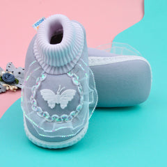 0 To 6 Months Pack Of 1 Baby Girls Cotton Shoe/Booties (Grey)-BT4896