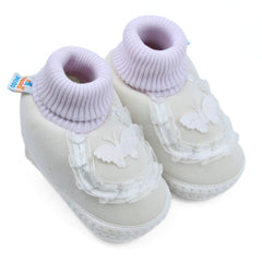 6 To 12 Months Pack Of 1 Baby Girls Cotton Shoe/Booties (White)-BT4897