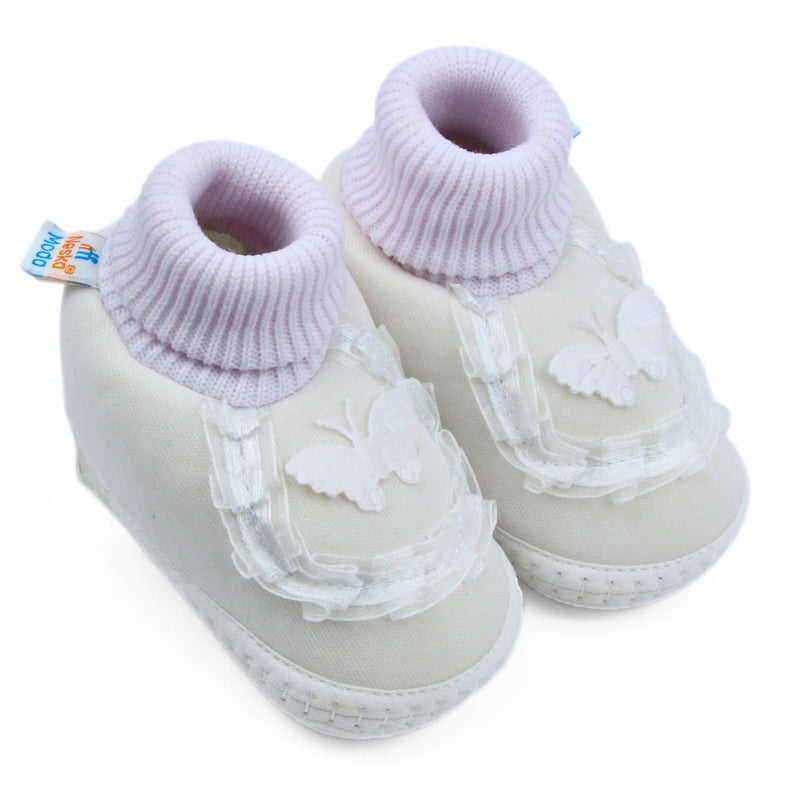 6 To 12 Months Pack Of 1 Baby Girls Cotton Shoe/Booties (White)-BT4897