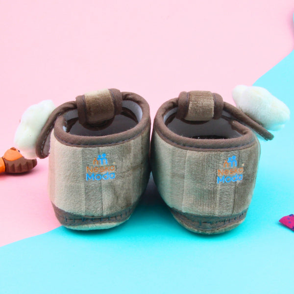 6 To 12 Months Pack Of 1 Baby Boys & Baby Girls Velvet Kids Shoe/Booties (Brown)-BT4901