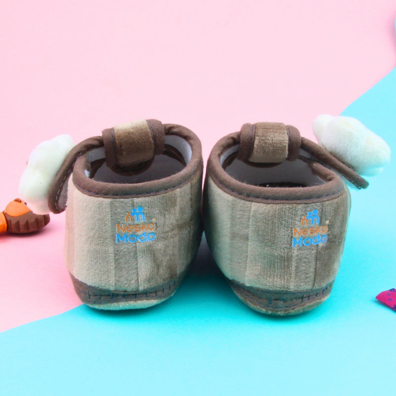6 To 12 Months Pack Of 1 Baby Boys & Baby Girls Velvet Kids Shoe/Booties (Brown)-BT4901