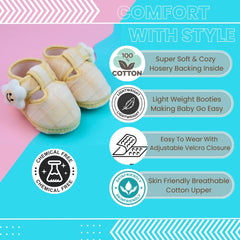 6 To 12 Months Pack Of 1 Baby Boys & Baby Girls Velvet Kids Shoe/Booties (Cream)-BT4902