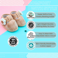 6 To 12 Months Pack Of 1 Baby Boys & Baby Girls Velvet Kids Shoe/Booties (Brown)-BT4903