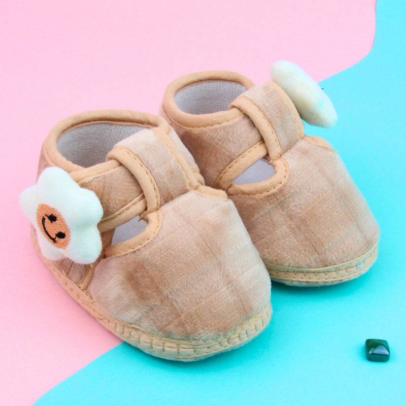 6 To 12 Months Pack Of 1 Baby Boys & Baby Girls Velvet Kids Shoe/Booties (Brown)-BT4903