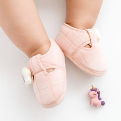 6 To 12 Months Pack Of 1 Baby Boys & Baby Girls Velvet Booties (Baby Pink)-BT4904