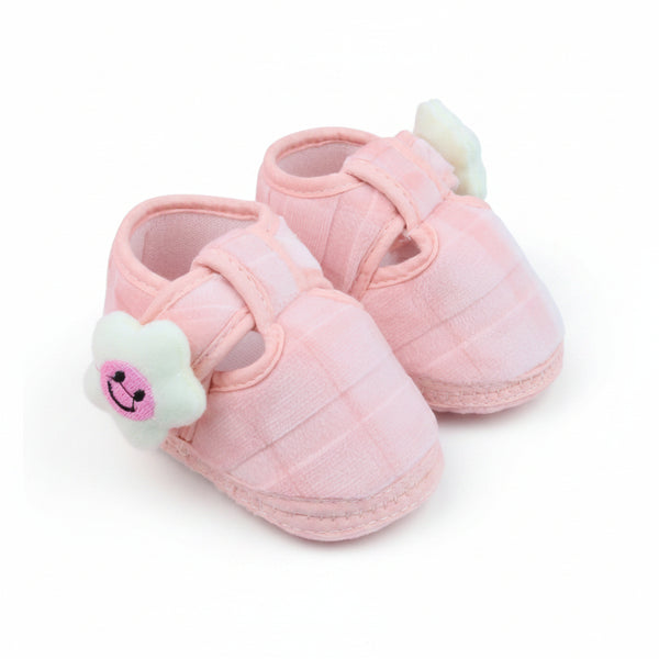 6 To 12 Months Pack Of 1 Baby Boys & Baby Girls Velvet Booties (Baby Pink)-BT4904