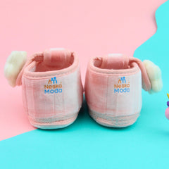 6 To 12 Months Pack Of 1 Baby Boys & Baby Girls Velvet Booties (Baby Pink)-BT4904
