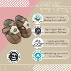 6 To 12 Months Pack Of 1 Baby Boys & Baby Girls Velvet Kids Shoe/Booties (Brown)-BT4905