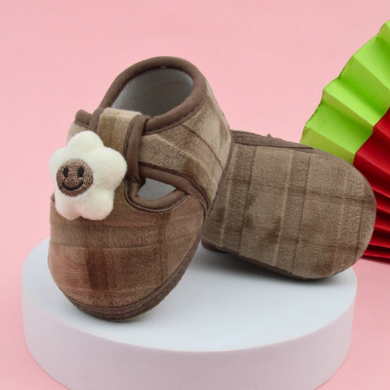 6 To 12 Months Pack Of 1 Baby Boys & Baby Girls Velvet Kids Shoe/Booties (Brown)-BT4905
