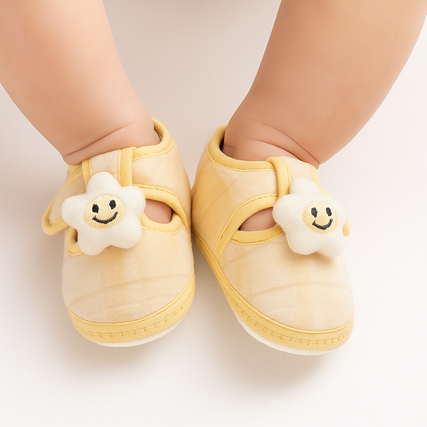 6 To 12 Months Pack Of 1 Baby Boys & Baby Girls Velvet Kids Shoe/Booties (Cream)-BT4906