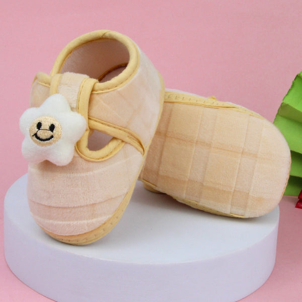 6 To 12 Months Pack Of 1 Baby Boys & Baby Girls Velvet Kids Shoe/Booties (Cream)-BT4906