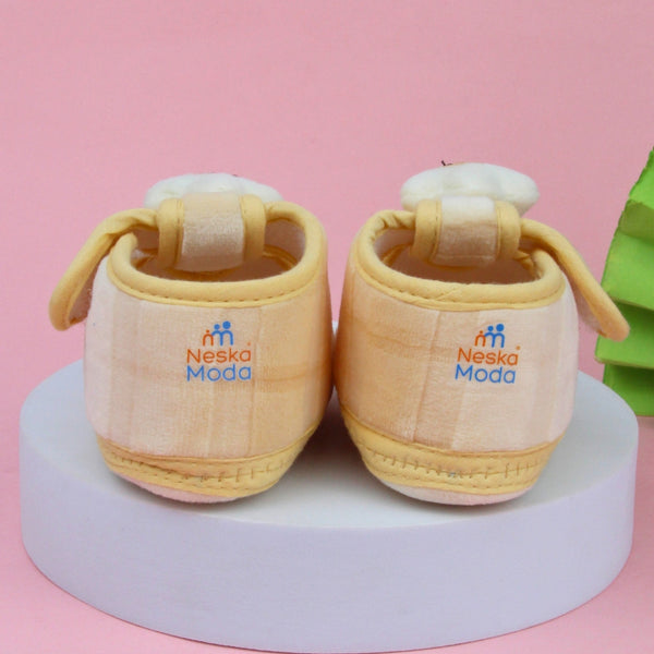 6 To 12 Months Pack Of 1 Baby Boys & Baby Girls Velvet Kids Shoe/Booties (Cream)-BT4906