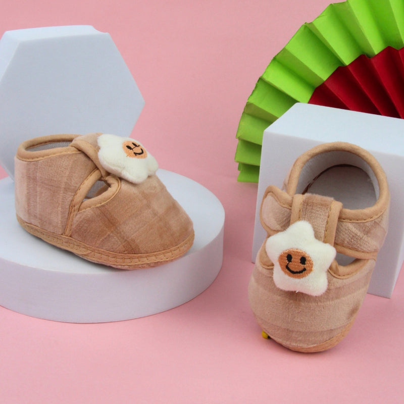 6 To 12 Months Pack Of 1 Baby Boys & Baby Girls Velvet Kids Shoe/Booties (Brown)-BT4907
