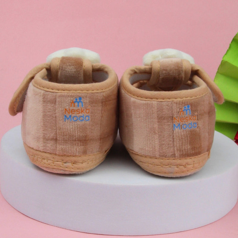 6 To 12 Months Pack Of 1 Baby Boys & Baby Girls Velvet Kids Shoe/Booties (Brown)-BT4907