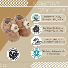 6 To 12 Months Pack Of 1 Baby Boys & Baby Girls Velvet Kids Shoe/Booties (Brown)-BT4907
