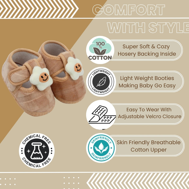 6 To 12 Months Pack Of 1 Baby Boys & Baby Girls Velvet Kids Shoe/Booties (Brown)-BT4907