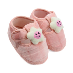 6 To 12 Months Pack Of 1 Baby Boys & Baby Girls Velvet Booties (Baby Pink)-BT4908