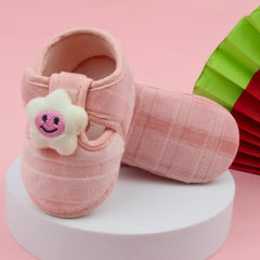 6 To 12 Months Pack Of 1 Baby Boys & Baby Girls Velvet Booties (Baby Pink)-BT4908