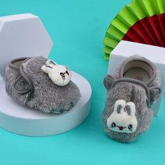 6 To 12 Months Pack Of 1 Baby Boys & Baby Girls Fur Kids Shoe/Booties (Grey)-BT4909