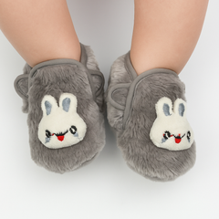6 To 12 Months Pack Of 1 Baby Boys & Baby Girls Fur Kids Shoe/Booties (Grey)-BT4909