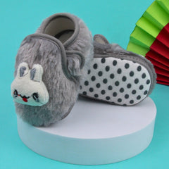 6 To 12 Months Pack Of 1 Baby Boys & Baby Girls Fur Kids Shoe/Booties (Grey)-BT4909