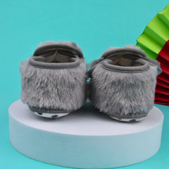 6 To 12 Months Pack Of 1 Baby Boys & Baby Girls Fur Kids Shoe/Booties (Grey)-BT4909