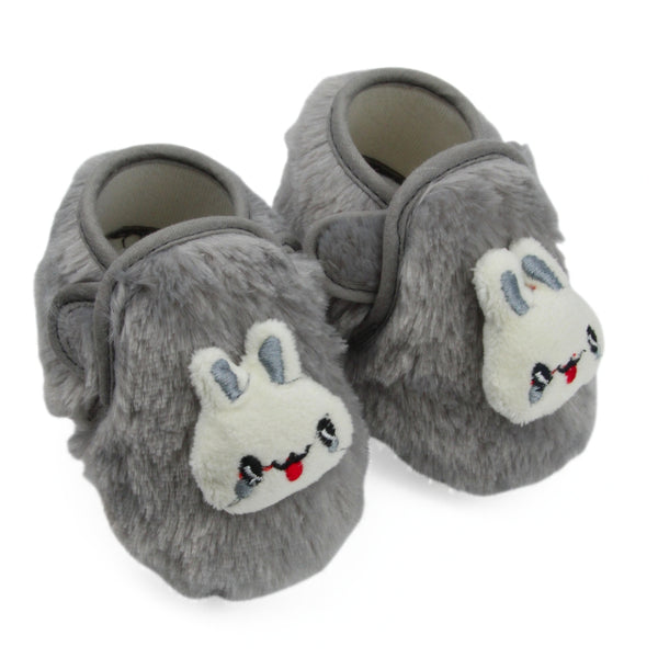 6 To 12 Months Pack Of 1 Baby Boys & Baby Girls Fur Kids Shoe/Booties (Grey)-BT4909
