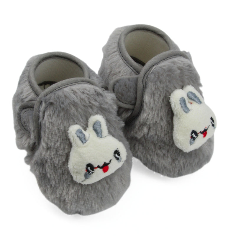 6 To 12 Months Pack Of 1 Baby Boys & Baby Girls Fur Kids Shoe/Booties (Grey)-BT4909