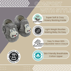 6 To 12 Months Pack Of 1 Baby Boys & Baby Girls Fur Kids Shoe/Booties (Grey)-BT4909