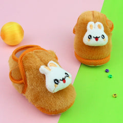 6 To 12 Months Pack Of 1 Baby Boys & Baby Girls Fur Kids Shoe/Booties (Orange)-BT4910