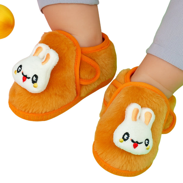 6 To 12 Months Pack Of 1 Baby Boys & Baby Girls Fur Kids Shoe/Booties (Orange)-BT4910