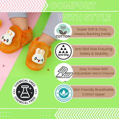 6 To 12 Months Pack Of 1 Baby Boys & Baby Girls Fur Kids Shoe/Booties (Orange)-BT4910