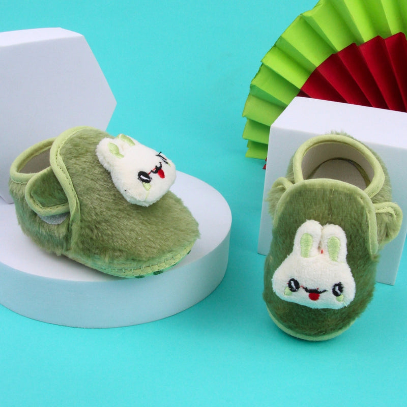 6 To 12 Months Pack Of 1 Baby Boys & Baby Girls Fur Kids Shoe/Booties (Green)-BT4911