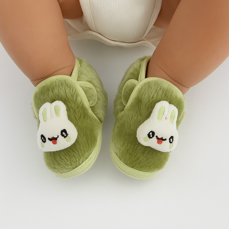 6 To 12 Months Pack Of 1 Baby Boys & Baby Girls Fur Kids Shoe/Booties (Green)-BT4911