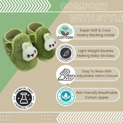 6 To 12 Months Pack Of 1 Baby Boys & Baby Girls Fur Kids Shoe/Booties (Green)-BT4911