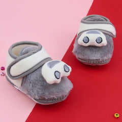 6 To 12 Months Pack Of 1 Baby Boys & Baby Girls Fur Kids Shoe/Booties (Grey)-BT4912