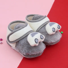 6 To 12 Months Pack Of 1 Baby Boys & Baby Girls Fur Kids Shoe/Booties (Grey)-BT4912