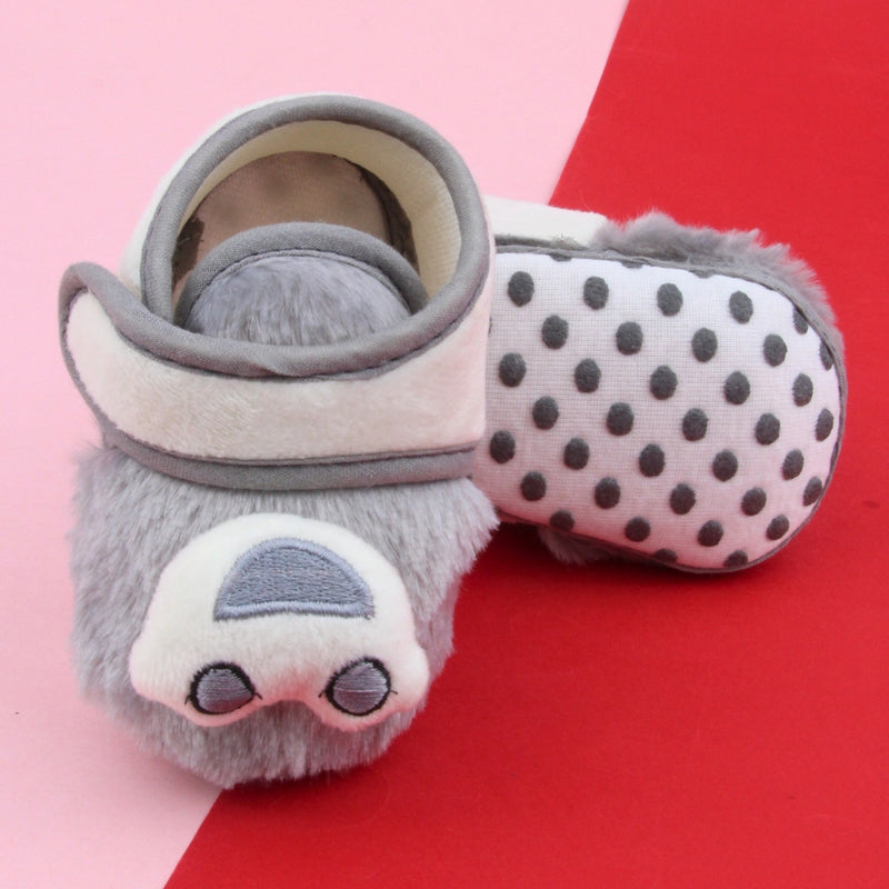 6 To 12 Months Pack Of 1 Baby Boys & Baby Girls Fur Kids Shoe/Booties (Grey)-BT4912
