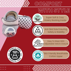 6 To 12 Months Pack Of 1 Baby Boys & Baby Girls Fur Kids Shoe/Booties (Grey)-BT4912