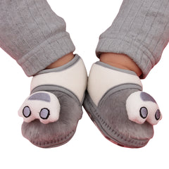 6 To 12 Months Pack Of 1 Baby Boys & Baby Girls Fur Kids Shoe/Booties (Grey)-BT4912