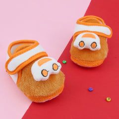 6 To 12 Months Pack Of 1 Baby Boys & Baby Girls Fur Kids Shoe/Booties (Orange)-BT4913