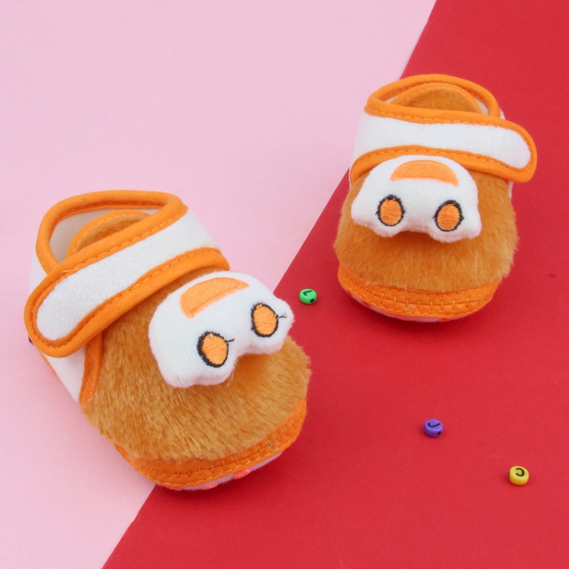6 To 12 Months Pack Of 1 Baby Boys & Baby Girls Fur Kids Shoe/Booties (Orange)-BT4913