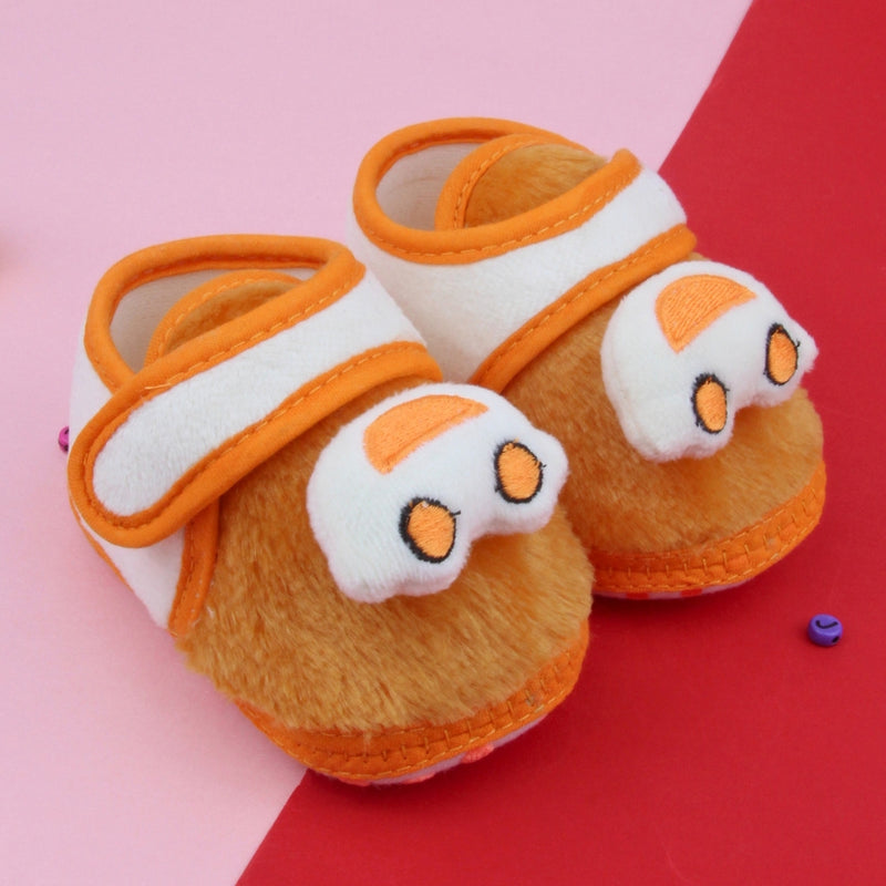 6 To 12 Months Pack Of 1 Baby Boys & Baby Girls Fur Kids Shoe/Booties (Orange)-BT4913