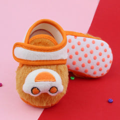 6 To 12 Months Pack Of 1 Baby Boys & Baby Girls Fur Kids Shoe/Booties (Orange)-BT4913