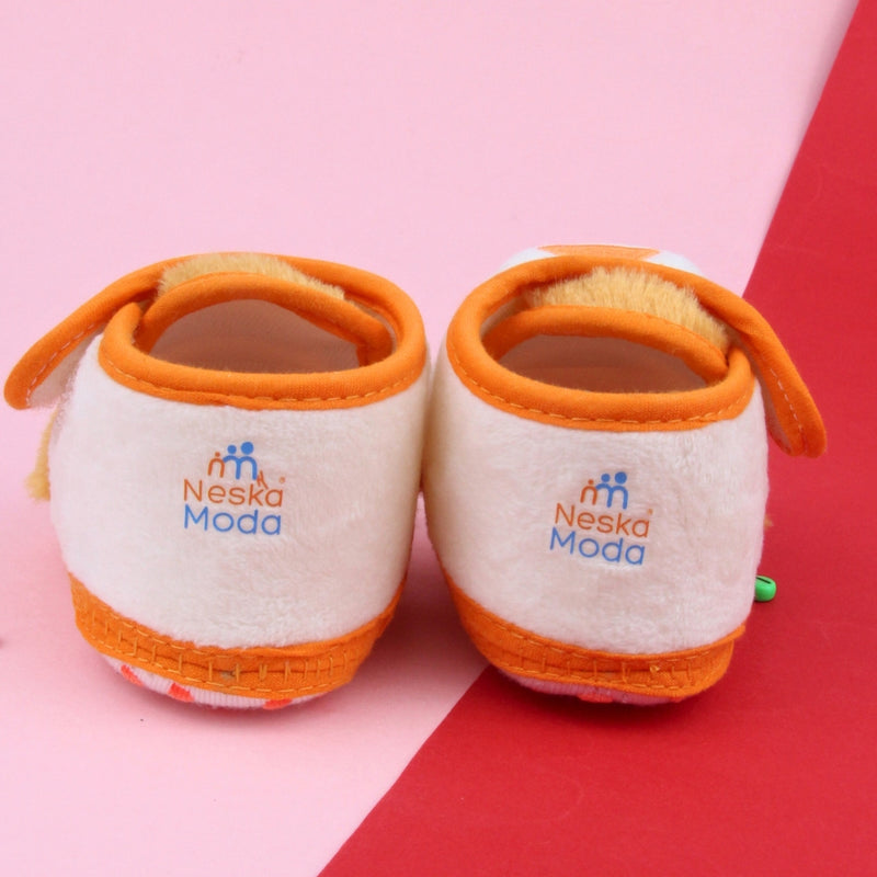 6 To 12 Months Pack Of 1 Baby Boys & Baby Girls Fur Kids Shoe/Booties (Orange)-BT4913